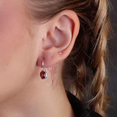 Brinco de Prata com Rodolita - 66646