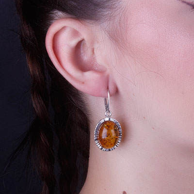 Brinco de Prata com Âmbar - 66671