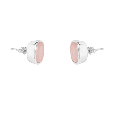 Brinco de Prata com Quartzo Rosa - 66692