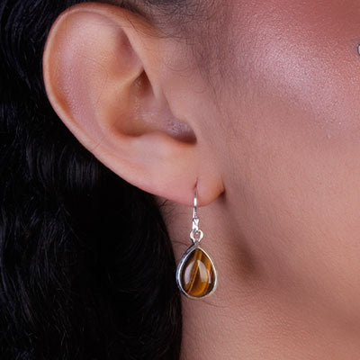 Brinco de Prata com Olho de Tigre - 66720