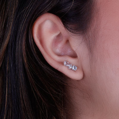 Brinco de Prata com Água Marinha - 66731