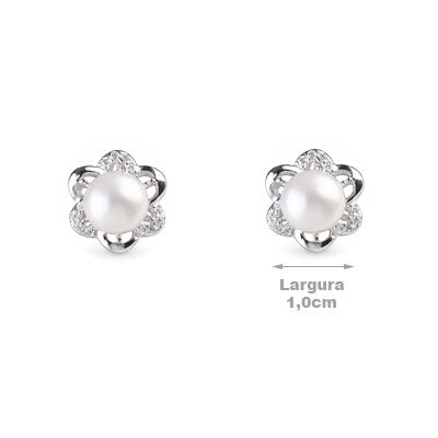 Brinco de Prata com Flor - 66746