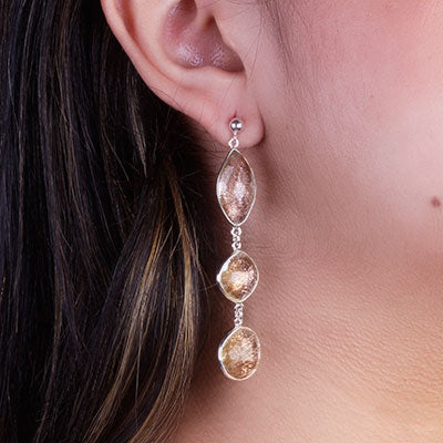 Brinco de Prata com Pedra do Sol - 66766