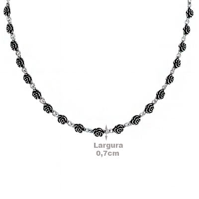 Gargantilha de Prata Flor - 66796