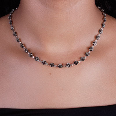 Gargantilha de Prata Flor - 66796