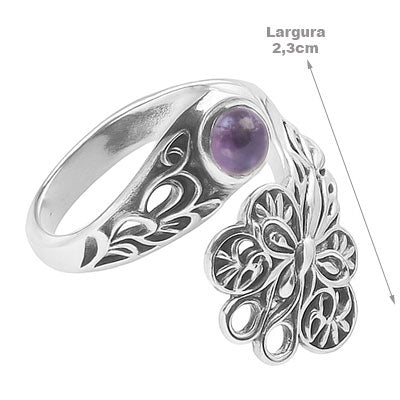 Anel de Prata com Ametista - 66803