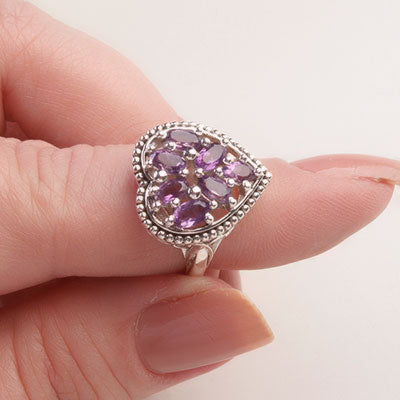 Anel de Prata com Ametista - 66815