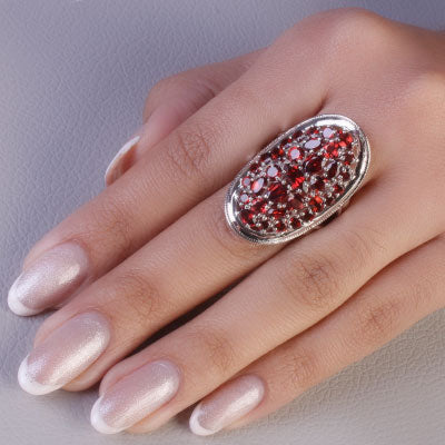 Anel de Prata com Granada - 66819