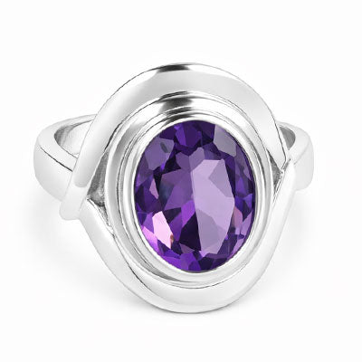 Anel de Prata com Ametista - 66821