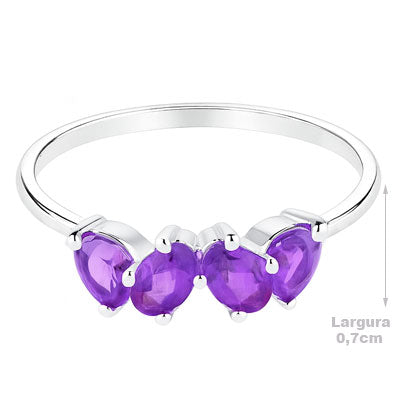 Anel de Prata com Ametista - 66827