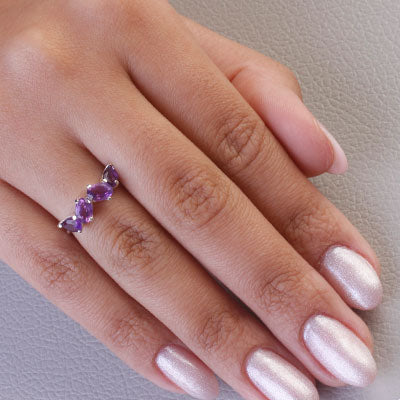 Anel de Prata com Ametista - 66827