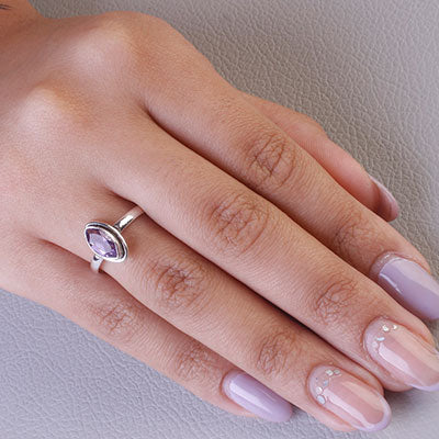 Anel de Prata com Ametista - 66831