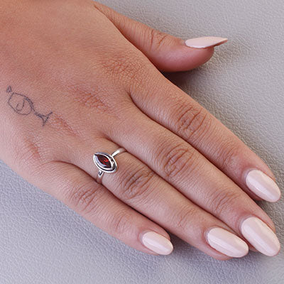 Anel de Prata com Granada - 66832