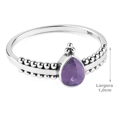 Anel de Prata com Ametista - 66835