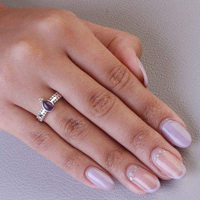 Anel de Prata com Ametista - 66835