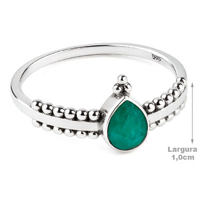 Anel de Prata com Esmeralda - 66837