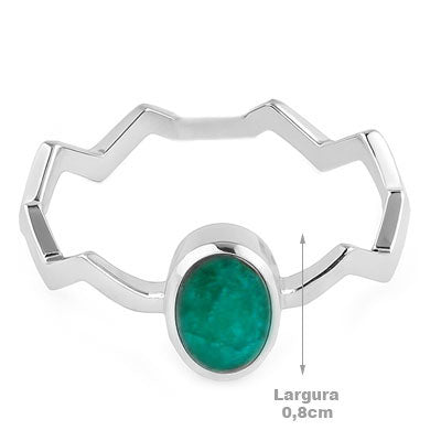 Anel de Prata com Esmeralda - 66840