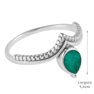 Anel de Prata com Esmeralda - 66848