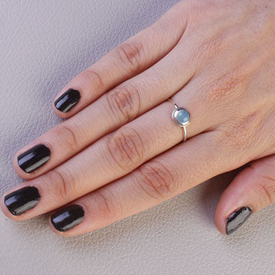 Anel de Prata com Calcedônia - 66855