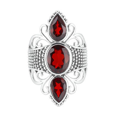 Anel de Prata com Granada - 66865