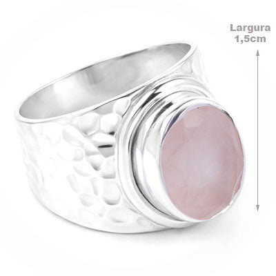 Anel de Prata com Quartzo Rosa - 66876