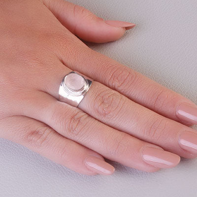 Anel de Prata com Quartzo Rosa - 66876