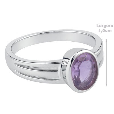 Anel de Prata com Ametista - 66878