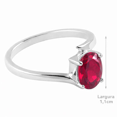Anel de Prata com Rubi - 66881