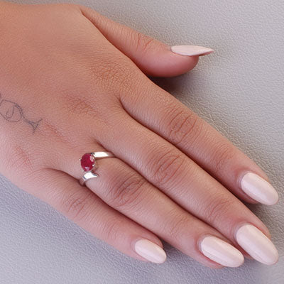 Anel de Prata com Rubi - 66881