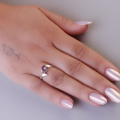 Anel de Prata com Ametista - 66884