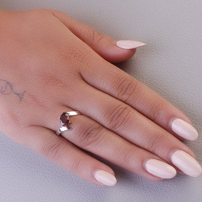 Anel de Prata com Granada - 66885