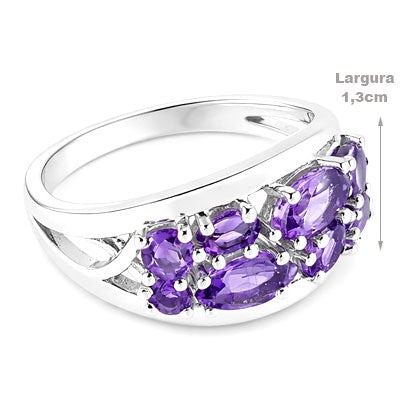 Anel de Prata com Ametista - 66890
