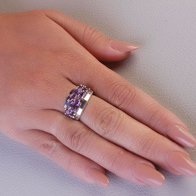 Anel de Prata com Ametista - 66890