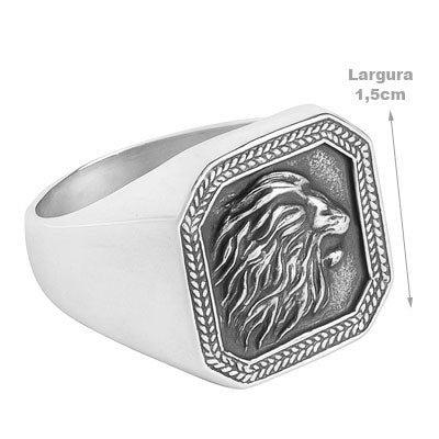 Anel de Prata Leão - 66896