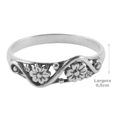 Anel de Prata Flores - 66905