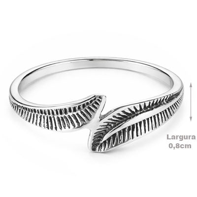 Anel de Prata Folha - 66938