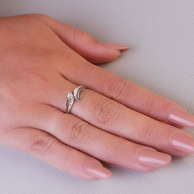 Anel de Prata Folha - 66938