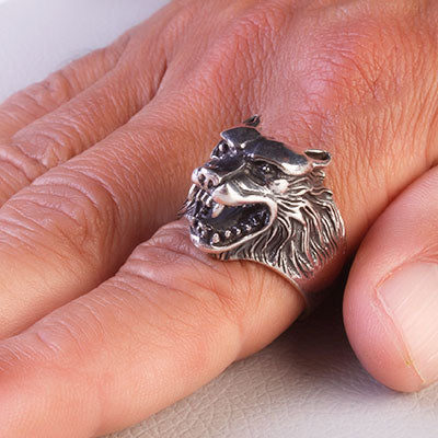 Anel de Prata Lobo - 66975