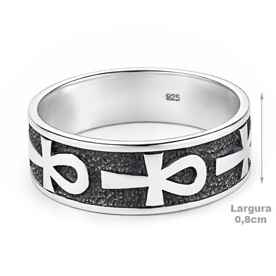Anel de Prata Cruz Egípicia - 67046