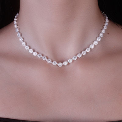 Gargantilha de Prata com Zircônias - 67054 - soprata