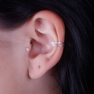 Piercing de Prata Pressão para Orelha - 67067