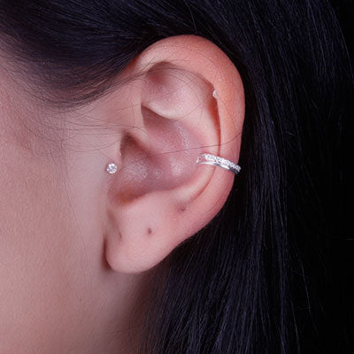 Piercing de Prata Pressão para Orelha - 67075