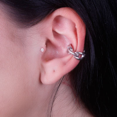 Piercing de Prata Pressão para Orelha - 67079