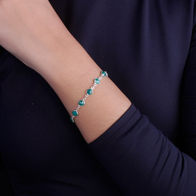 Pulseira de Prata com Esmeralda - 67084