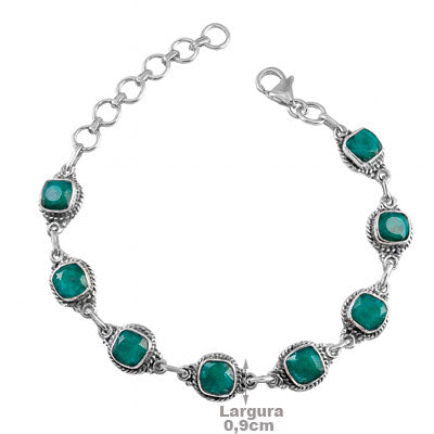 Pulseira de Prata com Esmeralda - 67087