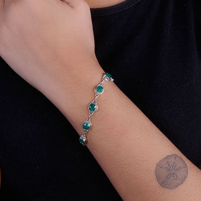 Pulseira de Prata com Esmeralda - 67087