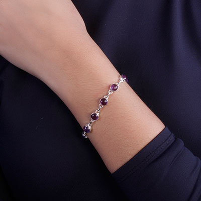 Pulseira de Prata com Ametista - 67089