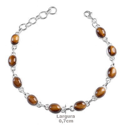Pulseira de Prata com Olho de Tigre - 67090