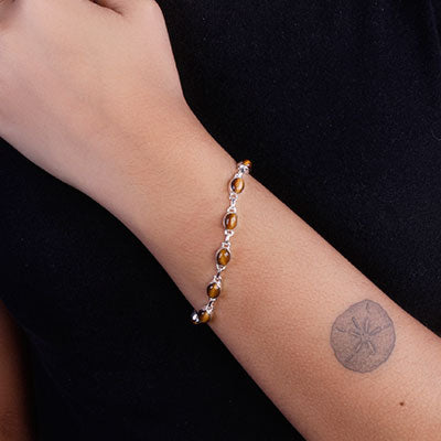 Pulseira de Prata com Olho de Tigre - 67090