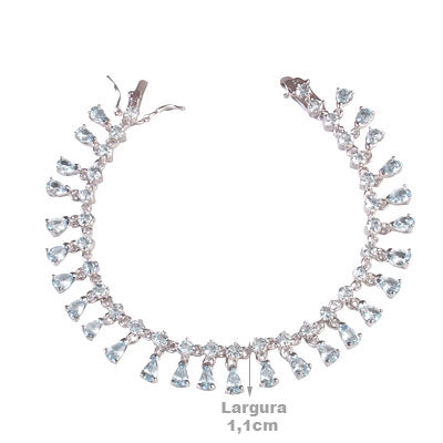 Pulseira de Prata com Água Marinha - 67098